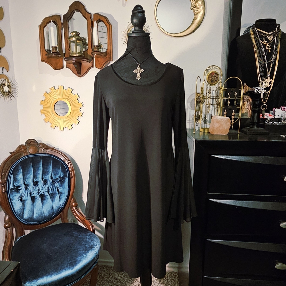 J.B.S. Black Long Sleeve Dress with Flared Cuffs